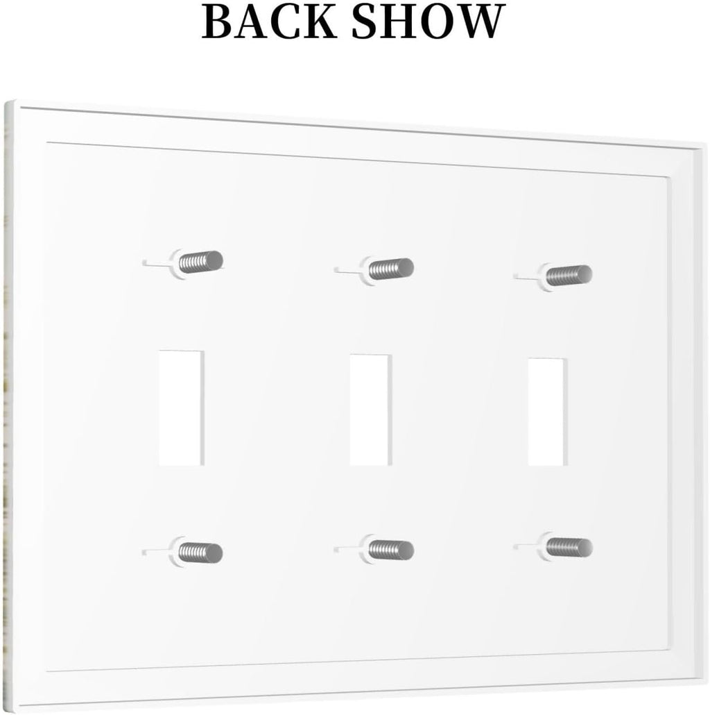 White Wildflowers Daisy Vintage Floral Decorative Switch Plates 3 Gang Wall Plate Triple Toggle Light Switch Cover Faceplate Electrical Wall Panels for Bed Room Living Room Decor