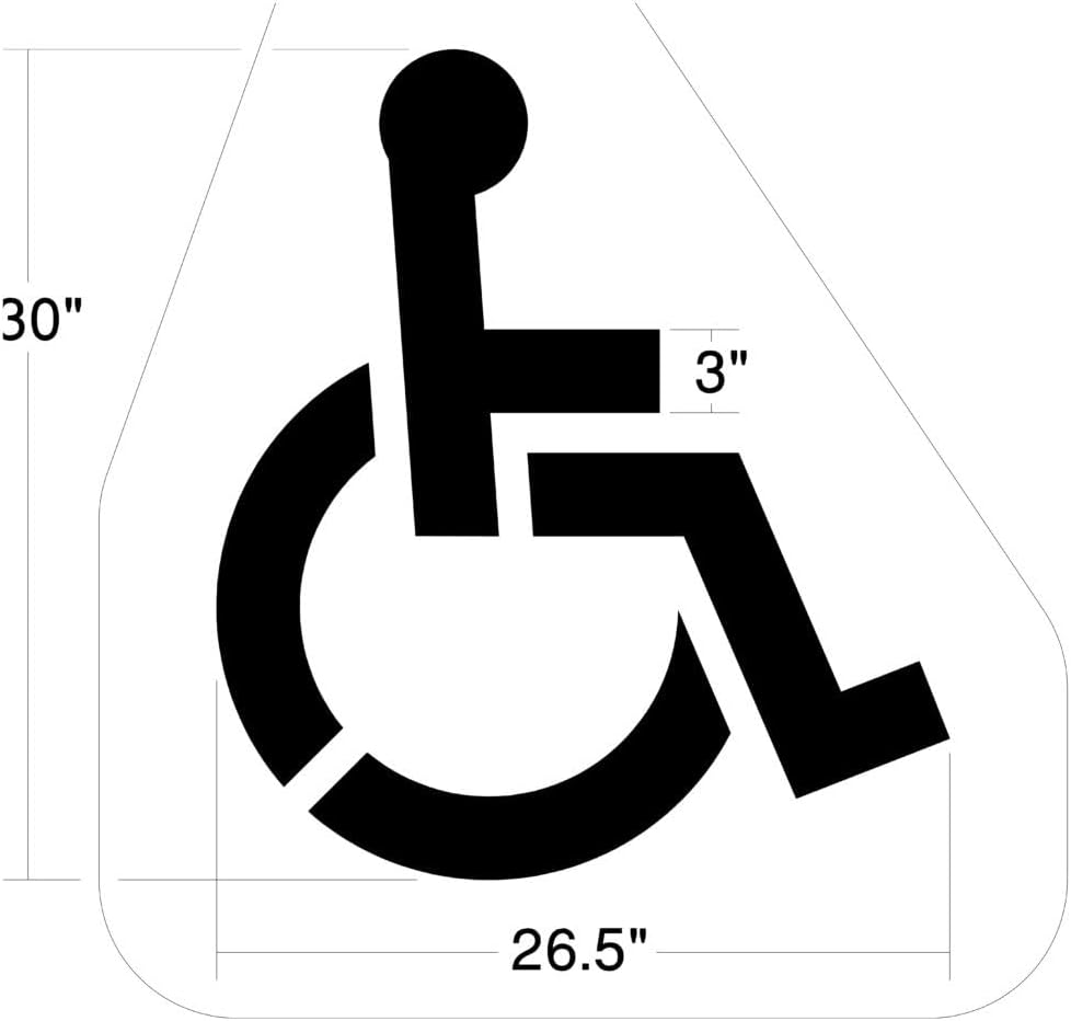 Large Handicap Parking Stencil | Part#: 10000204 | 42" W x 48" H | Flexible and Durable 1/8" PolyTough Lifetime | Made in USA