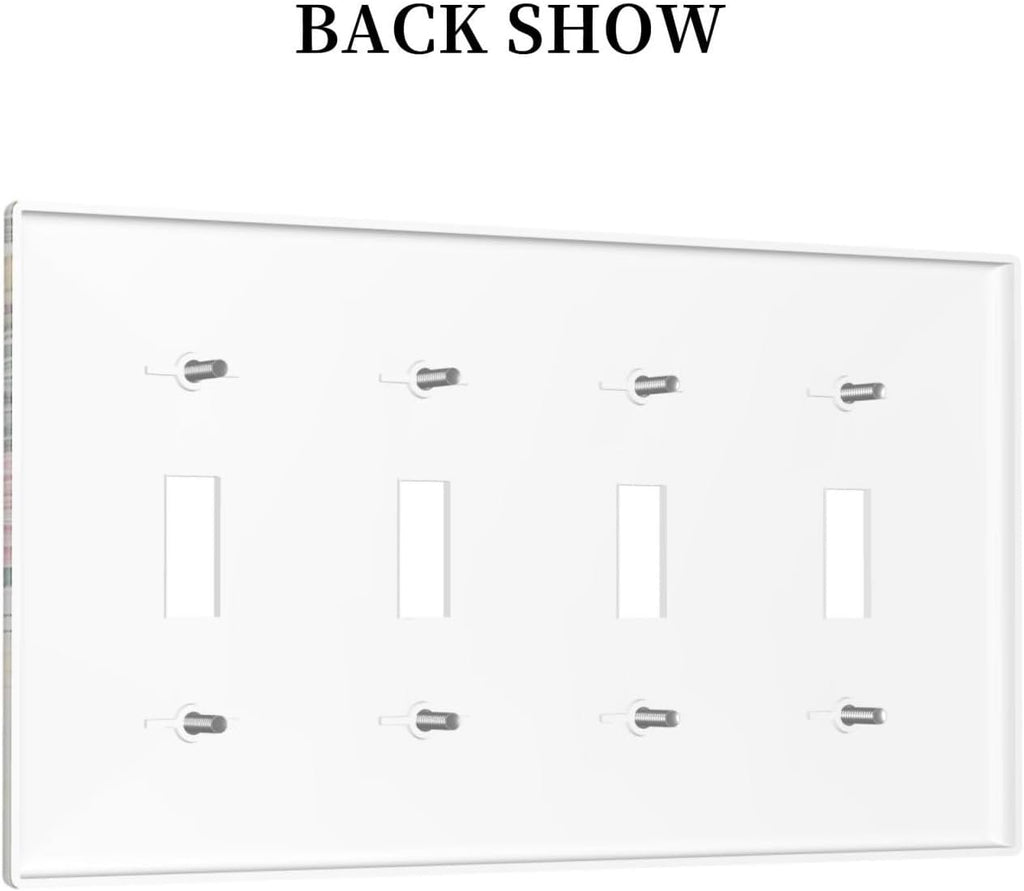 Light Switch Cover Plate Rustic Floral Watercolor Flower Blossom Butterfly Quad Toggle Wall Plates Decorative Switch Plates 4 Gang Outlet Covers Electrical Panel Cover Faceplate for Home 4.5 X 8 IN