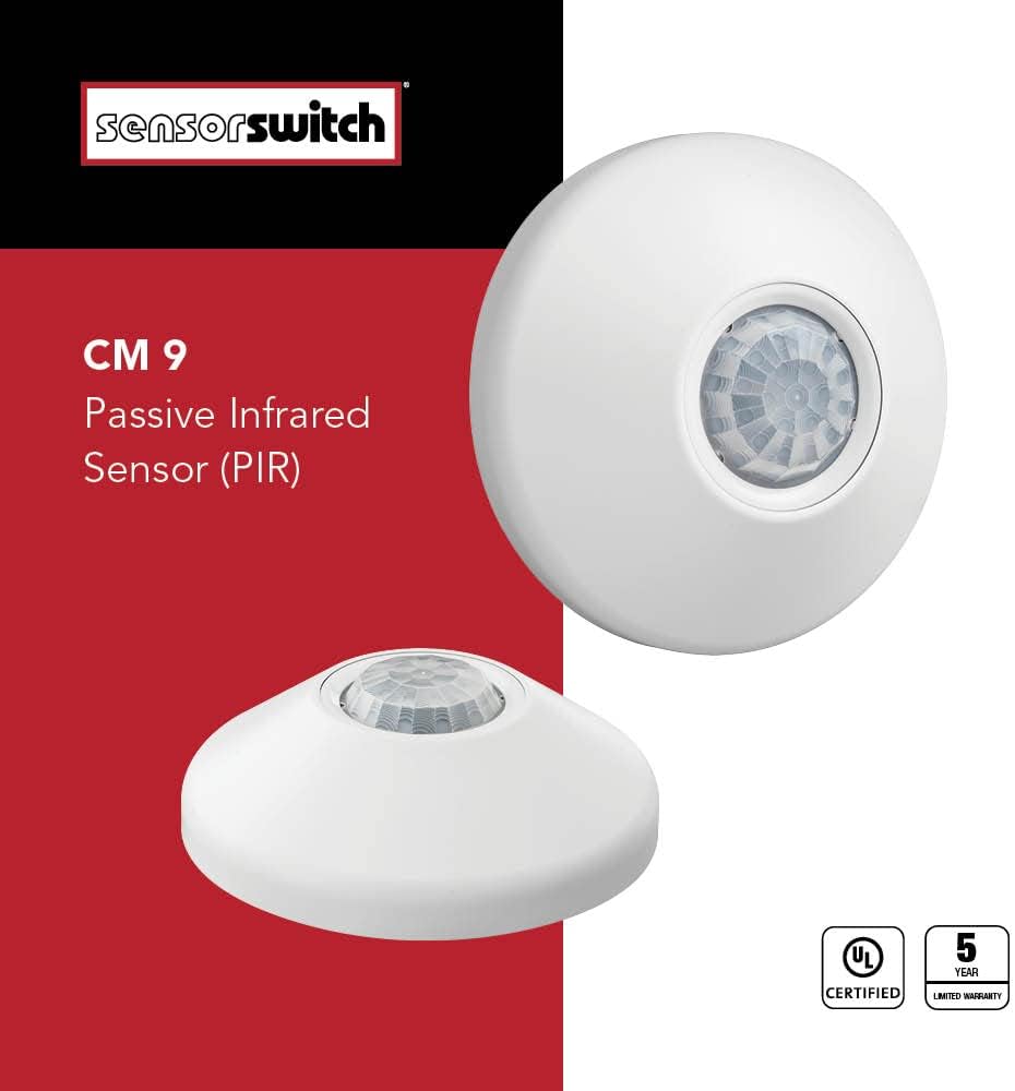 SensorSwitch Ceiling Motion Sensor, Passive Infrared PIR Occupancy Sensor, 360° Small Motion Detection, Indoor Use, Low Voltage, Standard Range