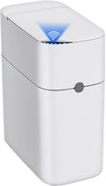 CTIME Touchless Automatic Bathroom Trash Can with Lid - 3 Gallon Slim Motion Sensor Garbage Can for Bedroom, Kitchen, Office - White (6" W x 11" L x 13" H)