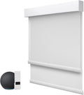 ZSTARR Motorized Day and Night Dual Smart Blind for Window with Valance Rechargeable Motor,Blackout Roller Shade Custom Size,with Valance Suitable for Home,Office (Full Blackout Pure White)