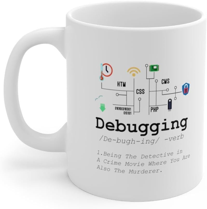 Personalized Debugging Definition Mug Customized Funny IT Programmer Programming Coding Code Coffee Mug 11oz Computer Teacher Student Present 11oz