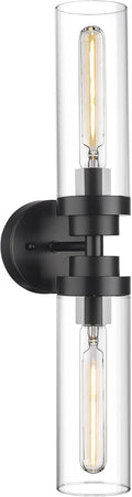 Emak 2 Light Black Vanity Lights for Bathroom,22 Inch Bathroom Light Fixtures Modern Wall Sconces with Clear Glass Shade for Bath, Bedroom, Hallway, VL085-BK-2