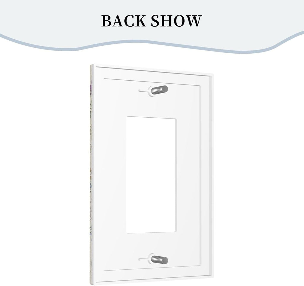 Beige Background Boho Flowers Plant Leaf 1 Gang Rocker Light Switch Covers Single Decora Outlet Wall Plate Decorative Switchplate Faceplate GFCI for Country Bathroom Bedroom Decor