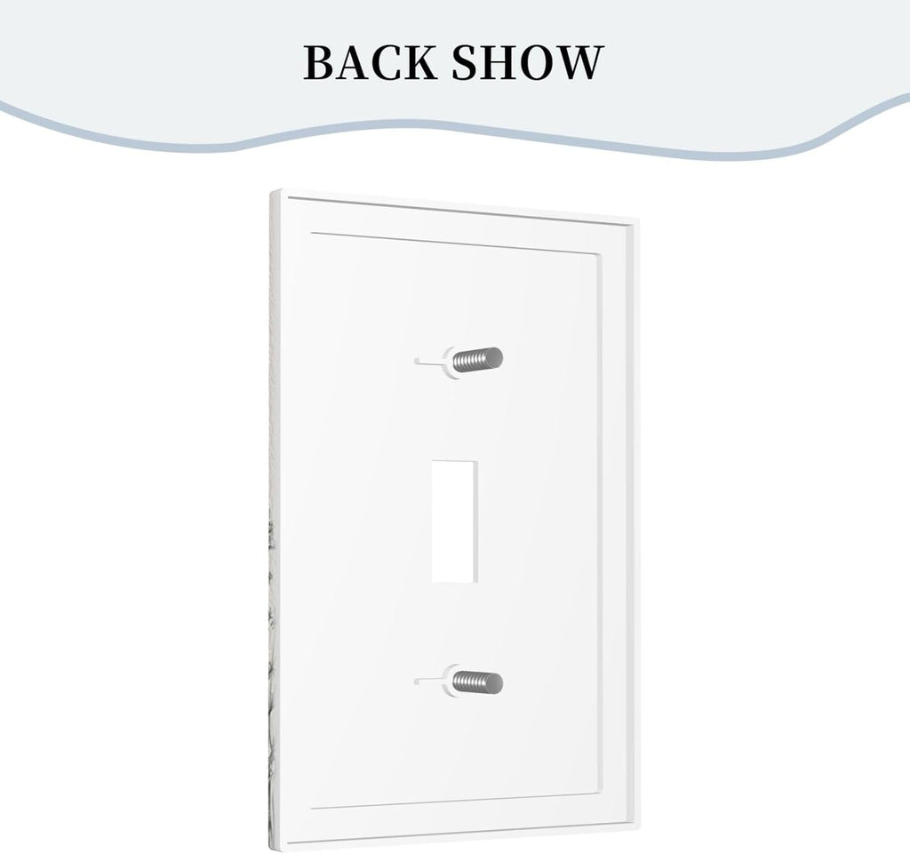 Decorative Light Switch Cover Black and Beige Garden Plants Flowers Single Toggle Personalized Wall Plate Switchplate 1 Gang Switchcover Decora Light Switch Plate for Home Office Decor