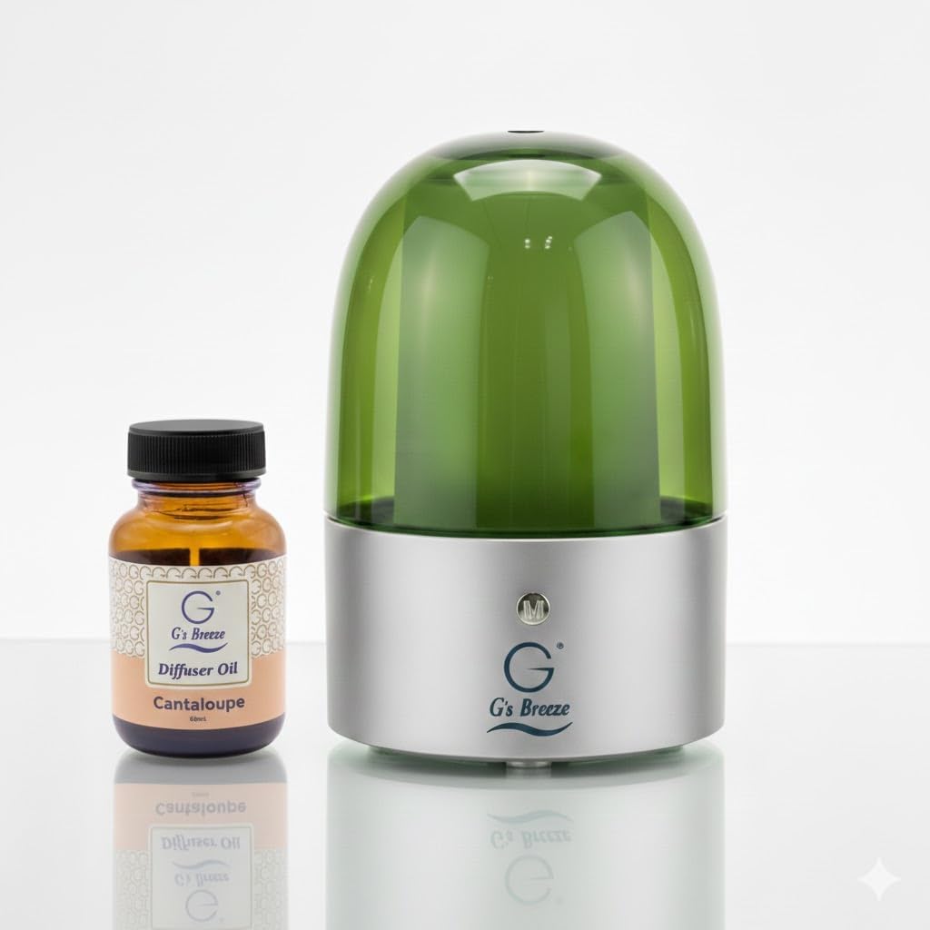 G’s Breeze Smart Diffuser with Refill – Bluetooth & Wi-Fi App Control, Gradient LED Lighting, Adjustable Scent Intensity, Low Noise, 24 Hour, Aromatherapy Diffuser for Home & Office - Cantaloupe