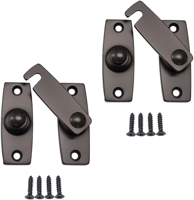 QCAA 2.5" x 2.65", Large, Heavy Forged Solid Brass Door Latch, 180 Degrees Flat Surface Mounting Door Latch Buckle for Doors & Windows, US10B ORB Oil-Rubbed Bronze, 2 Pack, Made in Taiwan