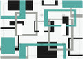 Geometric Turquoise Black Gray Modern Abstract Boho Decorative Switch Plates 3 Gang Wall Plate Triple Toggle Light Switch Cover Faceplate Electrical Wall Panels for Office Nursery Decor