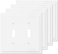 2-Gang Modern Edge Decorative Wall Plate Cover Switch Outlet Double Toggle Electrical Faceplate for Light Switches, Smart Switch, GFCI, Dimmers, Receptacle, USB Outlet (4 Pack, Double Toggle)