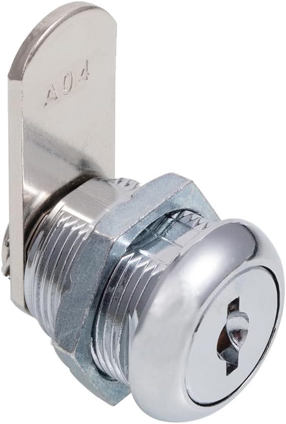 Cabinet Cam Locks Keyed Alike, 5/8” Cylinder Cam Locks for Tool Box RV Compartment Mailbox Vending Machine Drawer File Cabinet, Fits 3/8” Max Panel Thickness, Chrome Finish with 3 Cams and 2 Keys