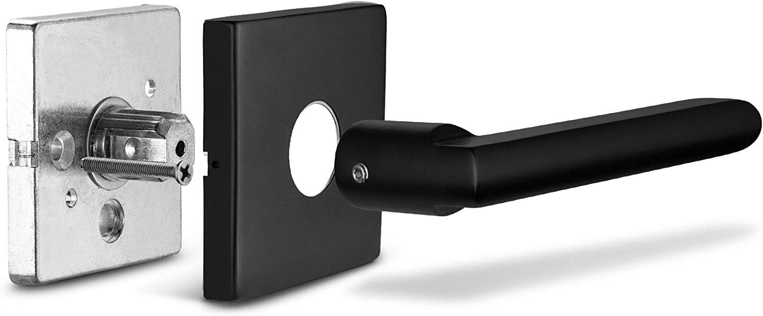 Berlin Modisch HandleSet Front Door Entry Handle and Deadbolt Lock Set Slim Square Single Cylinder Deadbolt and Lever Reversible for Right & Left Sided Doors Heavy Duty – Oil Rubbed Bronze