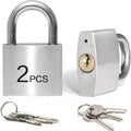 LanuBe 304 Stainless Steel Keyed Alike Padlocks for Outdoor use, Pin Tumbler Padlock, 2 inch Wide Body, Stainless Steel Body Normal Shackle, Pack of 2