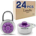 LanuBe Standard Dial Combination Lock, 2 inches. Wide, with Different Combinations, Purple Turnplate, Pack of 24; Lock for School, Employee, Gym Sports Locker, Case, Toolbox