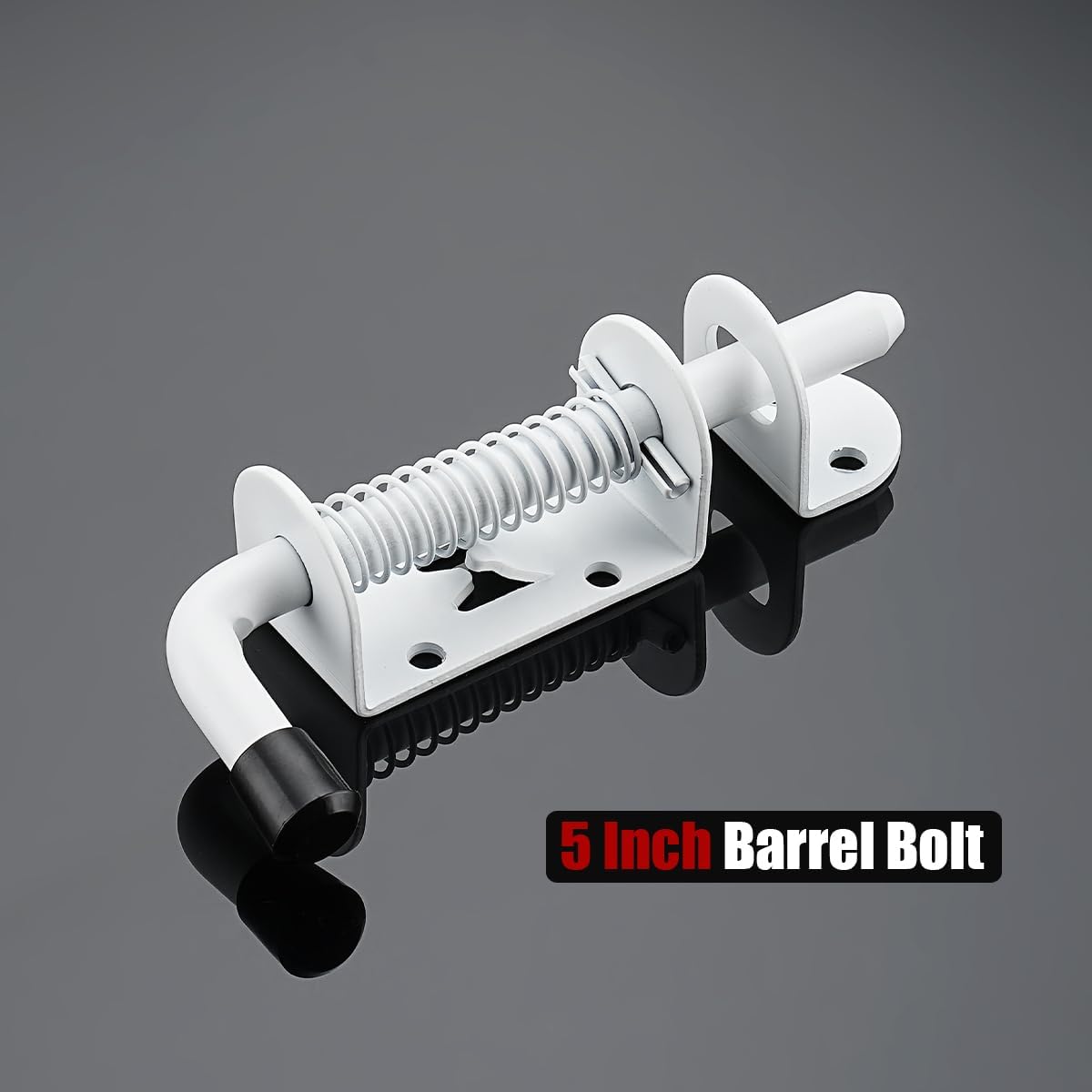 JQK Spring Loaded Latch Pin, 304 Stainless Steel Barrel Bolt Thickened 2mm Door Lock, 5 Inch Matte White Finished(2 Pack), HSB300-WH-P2