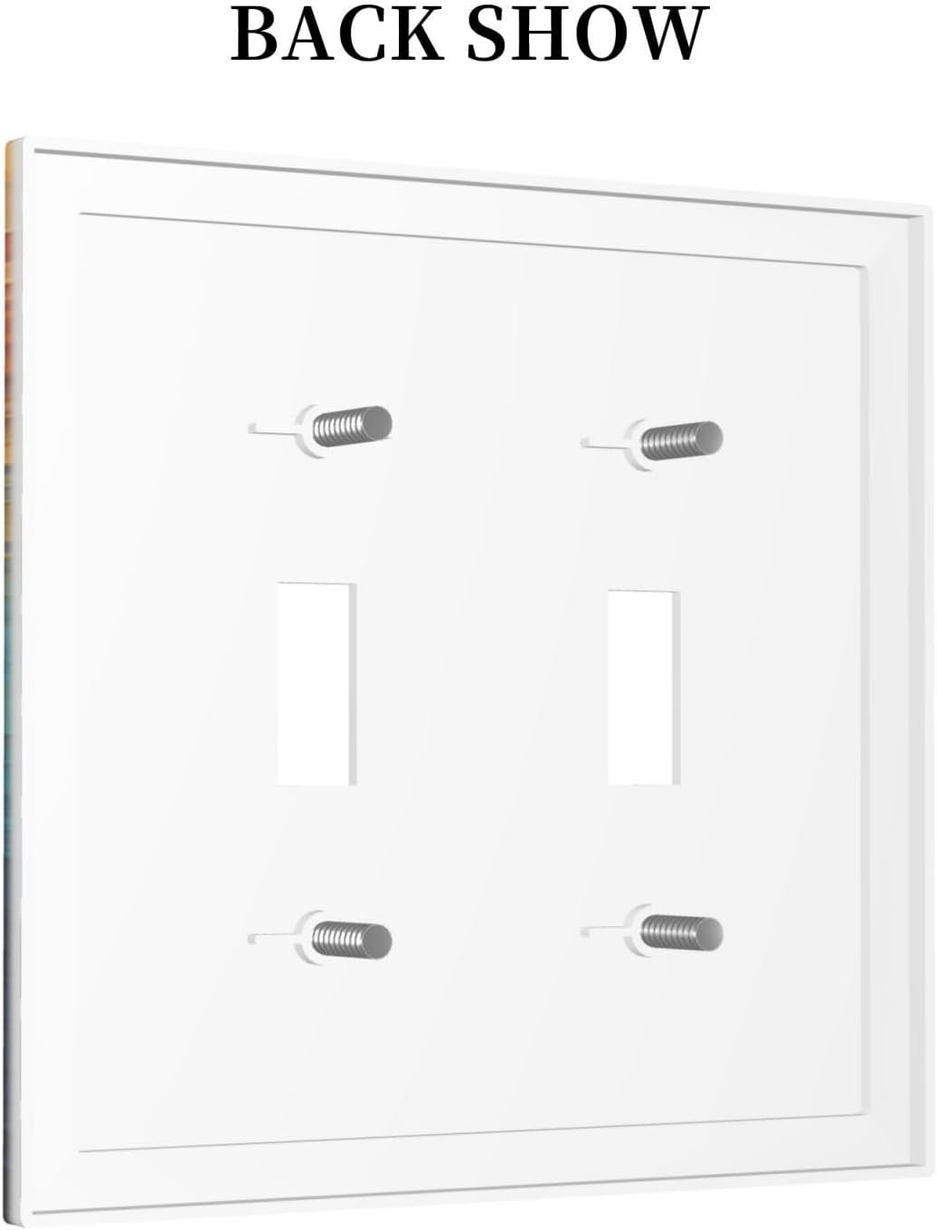 Abstract Colorful Modern Luxury Rainbow 2 Gang Double Toggle Light Switch Cover Decorative Switchplate Electrical Wall Plates Faceplate for Bathroom Bedroom Decor 4.9 X 5 IN
