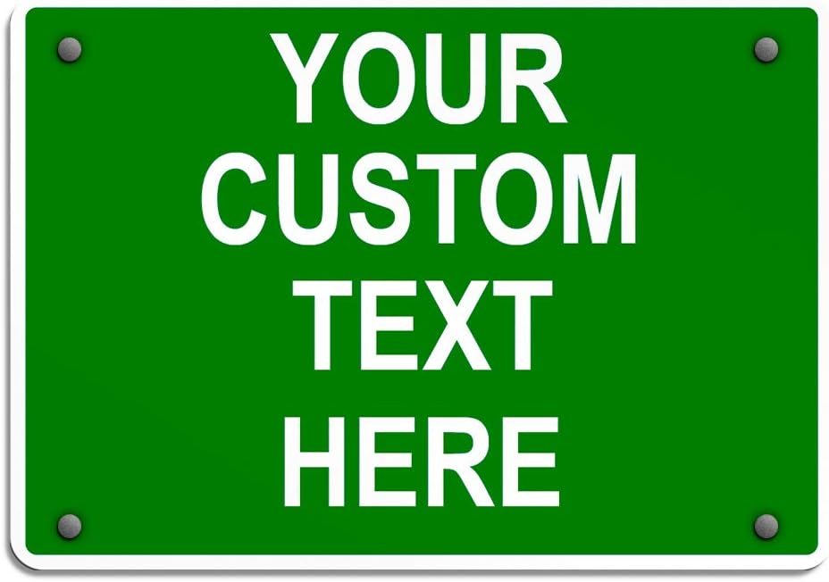 Aluminum Weatherproof Metal Sign Multiple Sizes Custom Personalized Text Here Green White Directions Horizontal Street Signs 14x10Inches