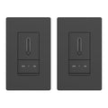 ELEGRP Slide Dimmer Switch for Dimmable LED, CFL and Incandescent Light Lamp Bulbs, Single Pole or 3-Way, Full Control with Preset, Rocker Paddle, Wall Plate Included, UL Listed (2 Pack, Matte Black)