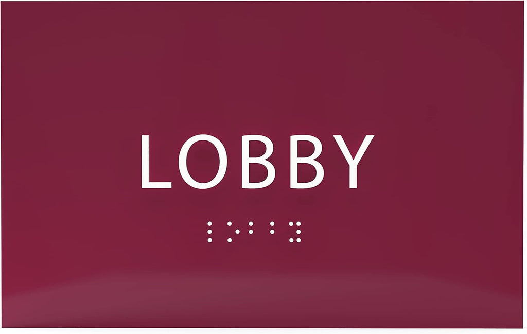 6" X4" Lobby Sign - Tactile Graphics Grade 2 Braille Text Reception Area Sign| Utility ADA Compliant Wall Mount Plastic Signs For Hospital, Offices, Businesses & Apartments