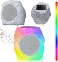 Outdoor Rock Speaker Bluetooth Speakers 48 W Deep Bass (2 Pack) – 16 Hr Playtime, Bluetooth 5.4 TWS Stereo, Aluminum‑Alloy Mesh,IPX5 Waterproof Solar-Powered Speaker Perfect for Pool
