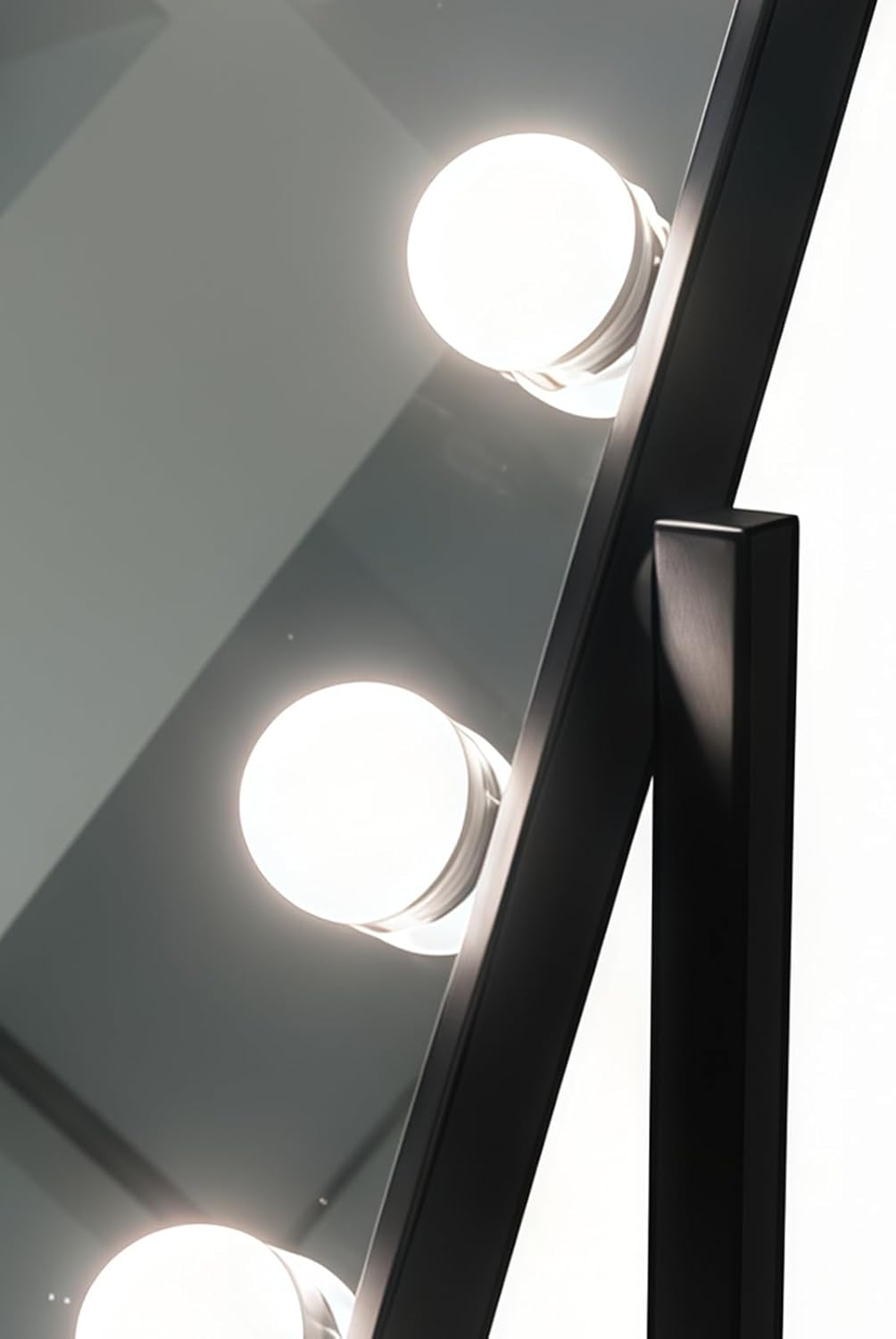 Lighted Vanity Mirror with 9 LED Lights, Detachable 10x Magnifying Mirror, 3-Color dimmable Hollywood Makeup Mirror, Smart Touch Control, Metal Frame, 360-degree Rotation, White/Black (Black)