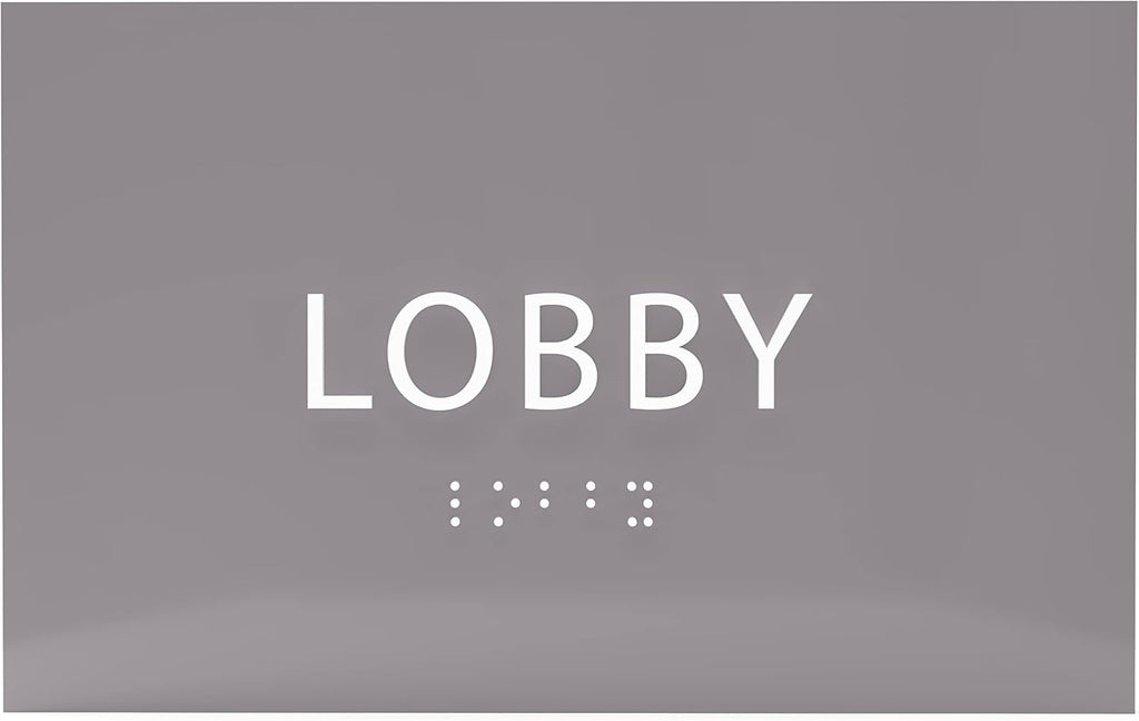 6" X4" Lobby Sign - Tactile Graphics Grade 2 Braille Text Reception Area Sign| Utility ADA Compliant Wall Mount Plastic Signs For Hospital, Offices, Businesses & Apartments