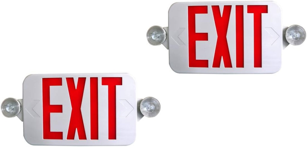2 Pack Supreme LED All LED Decorative Red White Exit Sign & Emergency Light Combo with Battery Backup (2 Pack)