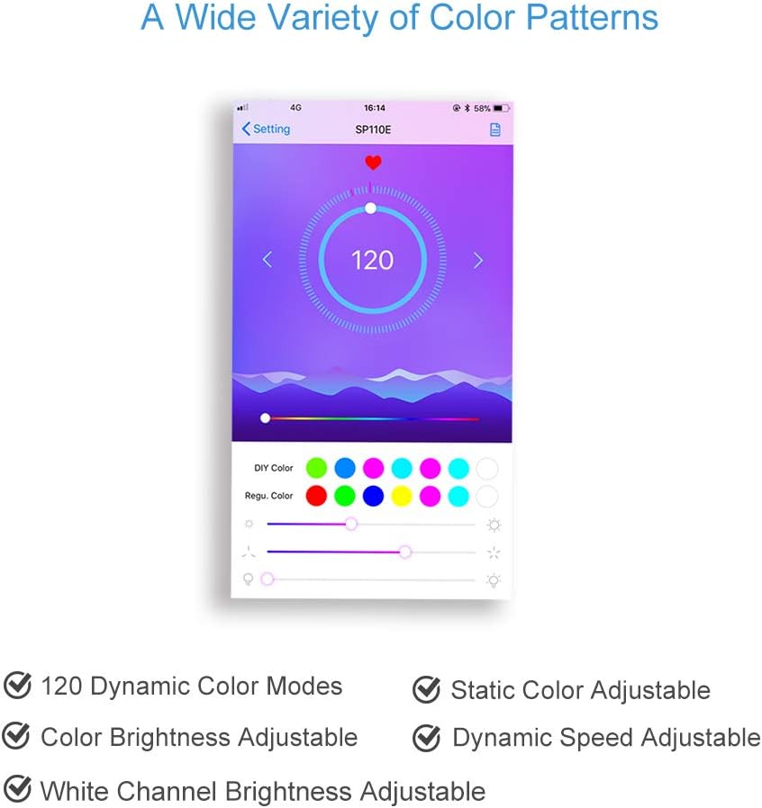 ALITOVE WS2812B WS2811 Addressable LED Bluetooth Controller iOS Android App Wireless Remote Control DC 5V~24V for SK6812 SK6812-RGBW WS2812 SM16703 Dream Color Programmable RGB LED Strip Pixel