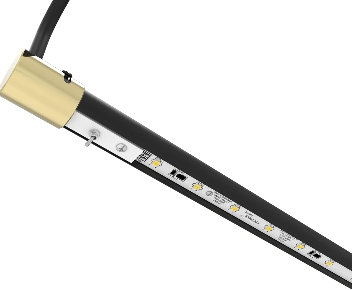 Cocoweb 21 Inch Tru-Slim Black and Brass Picture Light - LED, 2700K, Adjustable Arm, Plug-in, Toggle Switch, Sleek and Compact Design