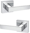 KNOBWELL 1 Pack Polished Chrome Door Handle Square Doorknob with Lever Interior Door Lever for Closet Hallway