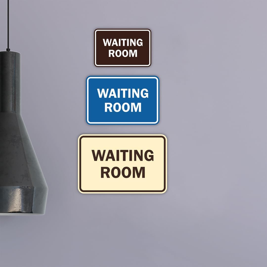Signs ByLITA Classic Framed Waiting Room (Navy Blue/Gold) - Small 2 Pack