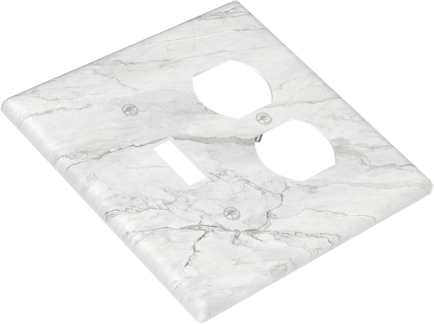 Wallplates Marble Granite White And Grey 1 Toggle 1 Duplex Switch Plate Electrical GFCI Faceplate Decorative Light Switch Covers for Home Bedroom Decor