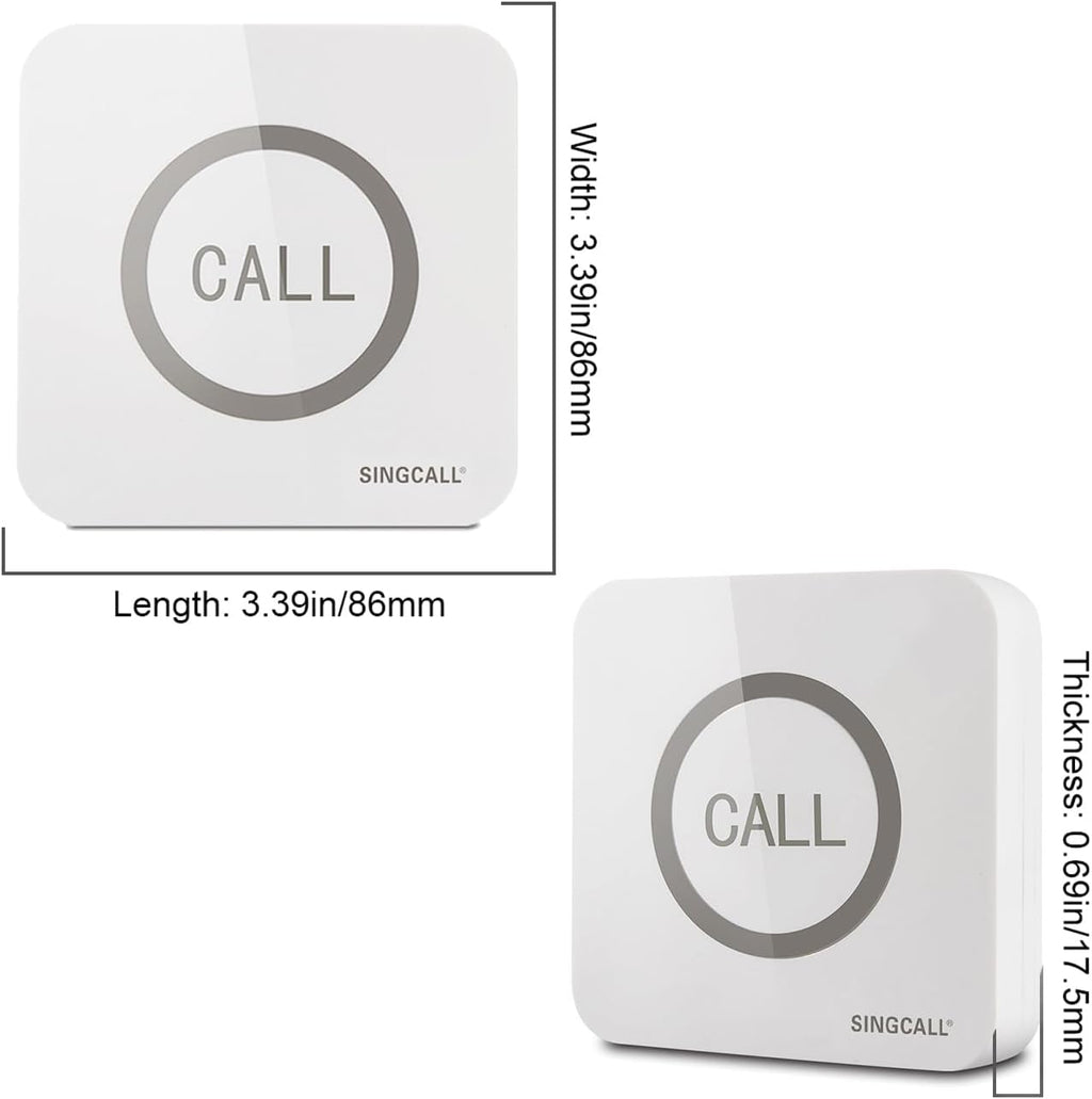 SINGCALL Restaurant Pager System Waiter Calling System Pagers and Beepers for Kitchen,Fast Food,Hotel,Restaurants,Cafe,Bar to Call Waiters 2 Waterproof Wireless Call Buttons