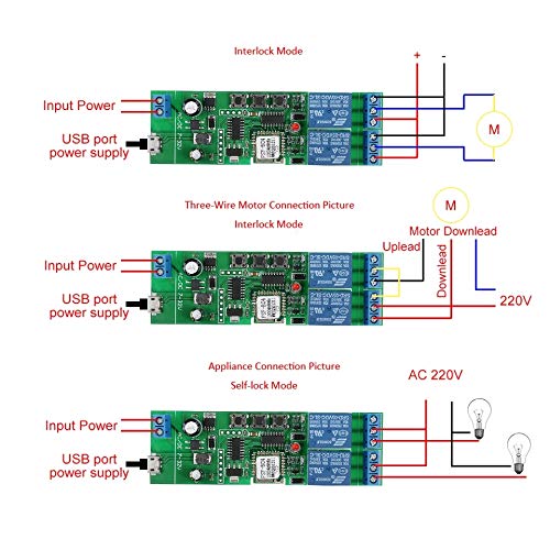 WiFi Wireless Smart Switch Relay Module for Smart Home 5V 5V/12V，Ba Applied to Access Control, Turn on PC, Garage Door (2CH WiFi Inching Relay)