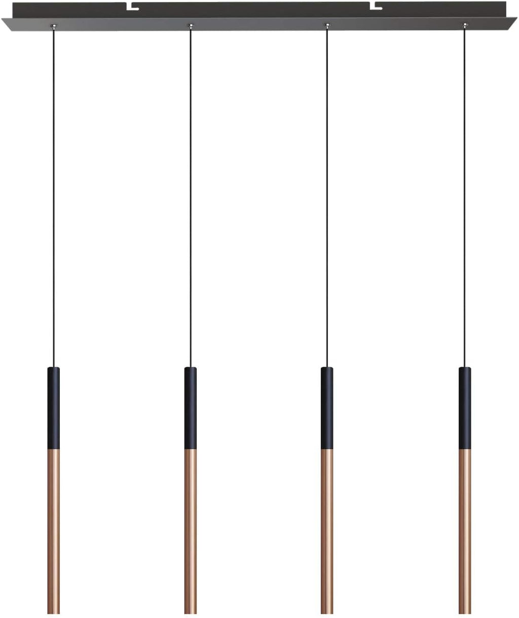 ALTAIR 4 Mini Pendant Lighting Black-Copper - LED Hanging Light Fixture for Kitchen Island, Bar, Foyer - Cluster Pendants - Dimmable, Adjustable Wire, Lamp Bulb Included