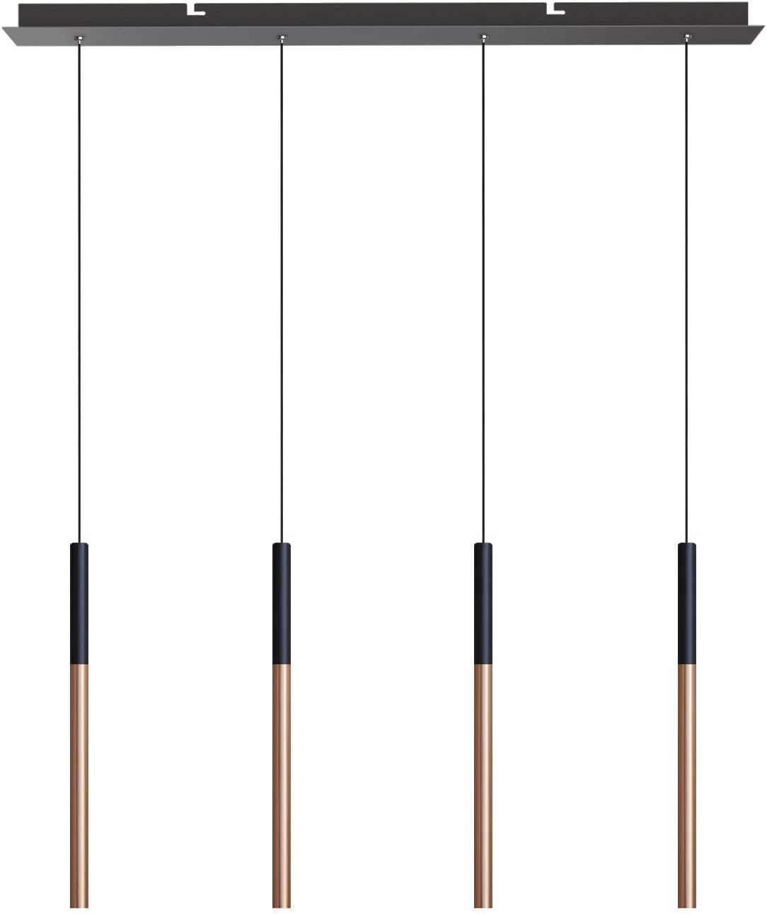 ALTAIR 4 Mini Pendant Lighting Black-Copper - LED Hanging Light Fixture for Kitchen Island, Bar, Foyer - Cluster Pendants - Dimmable, Adjustable Wire, Lamp Bulb Included