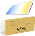 12 Pack 2x4 LED Flat Panel Lights - Drop Ceiling Light Fixture 5000K 4000K 3000K Selectable & 0-10v Dimmable, 50W 24x48 LED Light Fixture, 100-277Vac, ETL Listed
