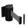 Crowd Control Warehouse - CCW Series WMB-120 Fixed Wall Mount Retractable Belt Barrier - 11 Foot, Light Grey Belt with Black Steel Case
