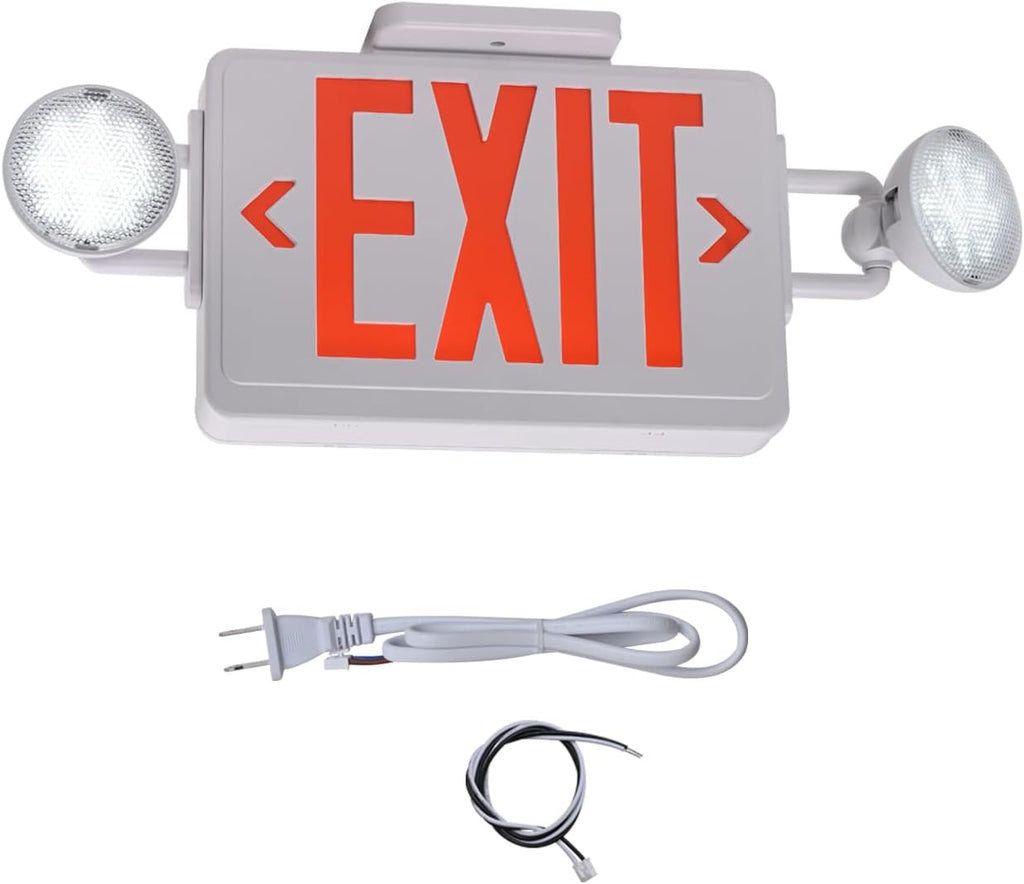 Emergency Exit Sign with Lights Battery backup, 200lm 3Hours Plug in Red Exit Signs with Emergency Lights for Business, Battery Operated,UL 924 AC85-277V