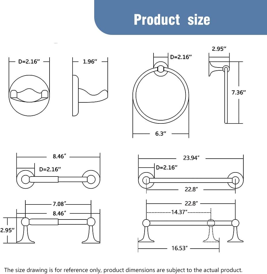 4-Piece Bathroom Hardware Set: Chrome Bathroom Accessory Set, Towel Bar,Towel Ring,Toilet Paper Holder,Robe Hook, Wall Mounted,Optional Installing Longer or Shorter Towel bar