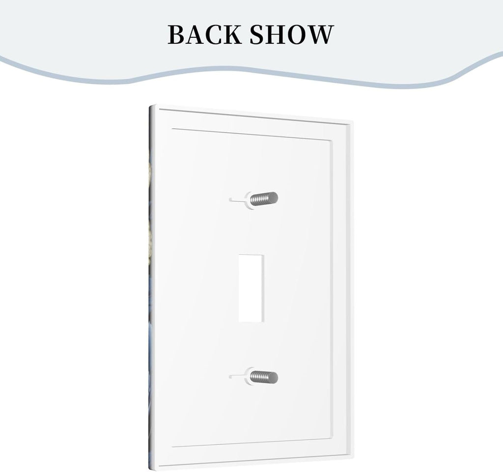 Blue White Flowers Light Switch Covers 1 Gang Single Toggle Wall Plate Decorative Switchcover Electrical Switchplate for Country Living Decor