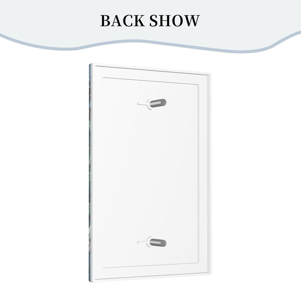 White Flowers Green Leaves Light Switch Covers No Device Wall Plate 1 Gang Decorative Blank Switchplate Electrical Faceplate for Country Living Bedroom Decor