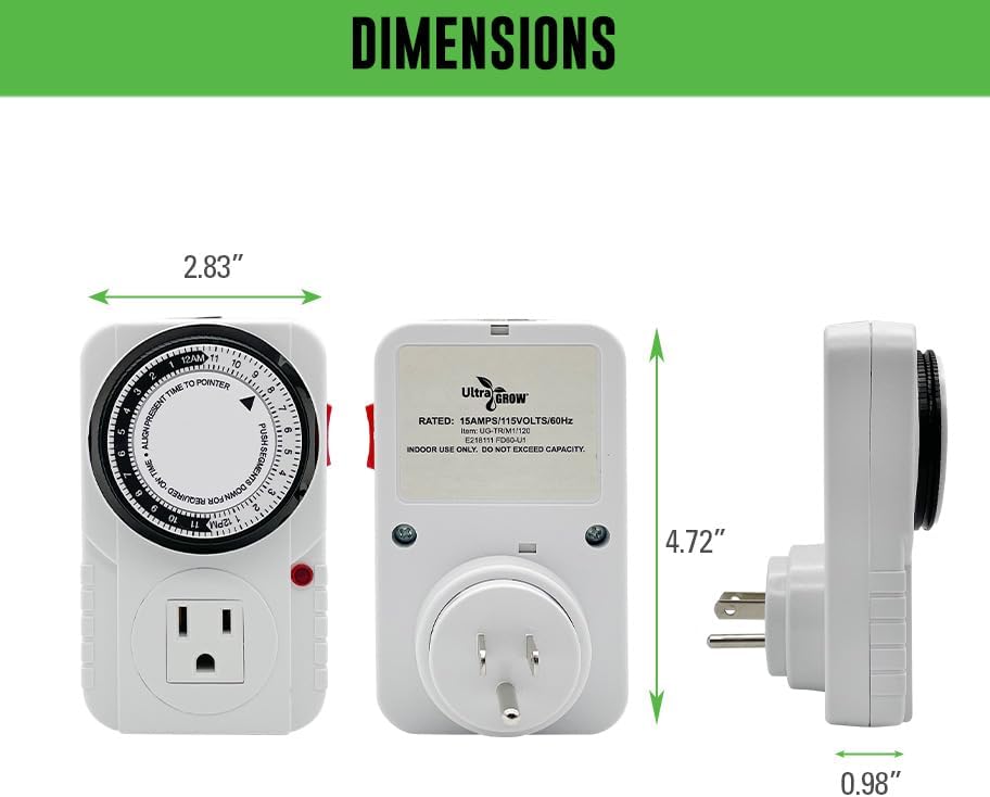 Generic 120V Mechanical Timer with Single Outlet for Aquarium, Grow Light, Hydroponics, Indoor Lighting, Home Appliances, White, TM-M1/120
