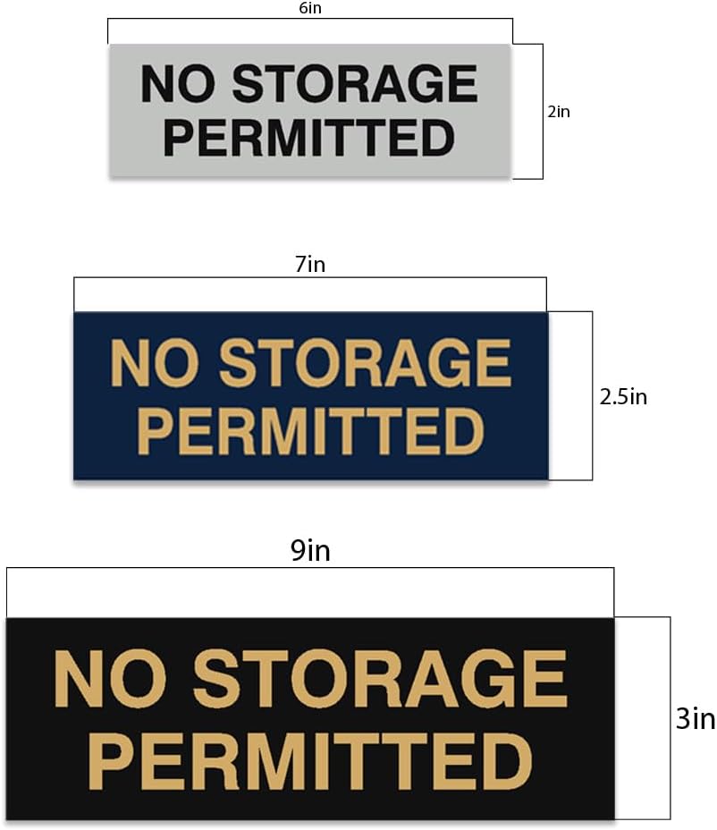 Signs ByLITA Basic No Storage Permitted Sign | Powerful Foam Tape (Black) - Large 2 Pack