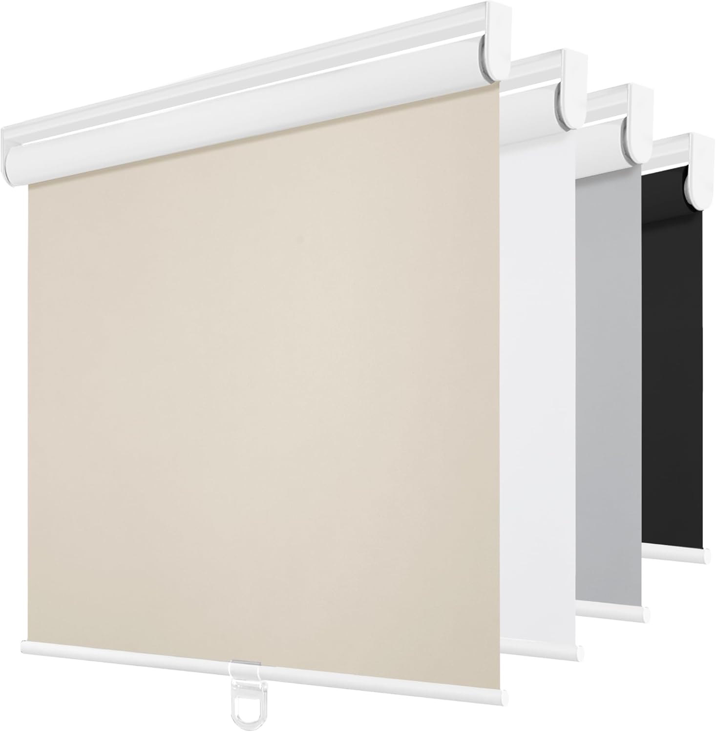 ChrisDowa Cordless Blackout Roller Shades for Windows, Thermal Insulated UV Protection Pull Down Shades, Total Blackout Window Blinds for Home, Office, Bedroom, Door (57" W x 72" H, Beige)