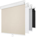 ChrisDowa Cordless Blackout Roller Shades for Windows, Thermal Insulated UV Protection Pull Down Shades, Total Blackout Window Blinds for Home, Office, Bedroom, Door (60" W x 72" H, Beige)
