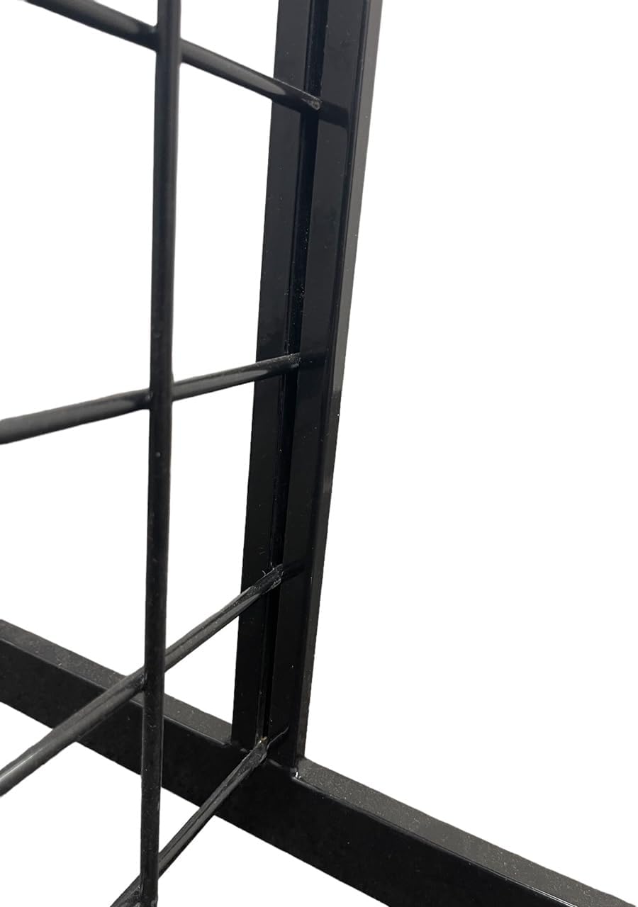 Only Hangers 2' x 6' Grid Wall Panel Floorstanding Display Fixture with Deluxe T-Style Base, Black or White. Three-Pack Combo. (BLACK WITH EZ SLIDE ON LEGS (NO HARDWARE REQUIRED))