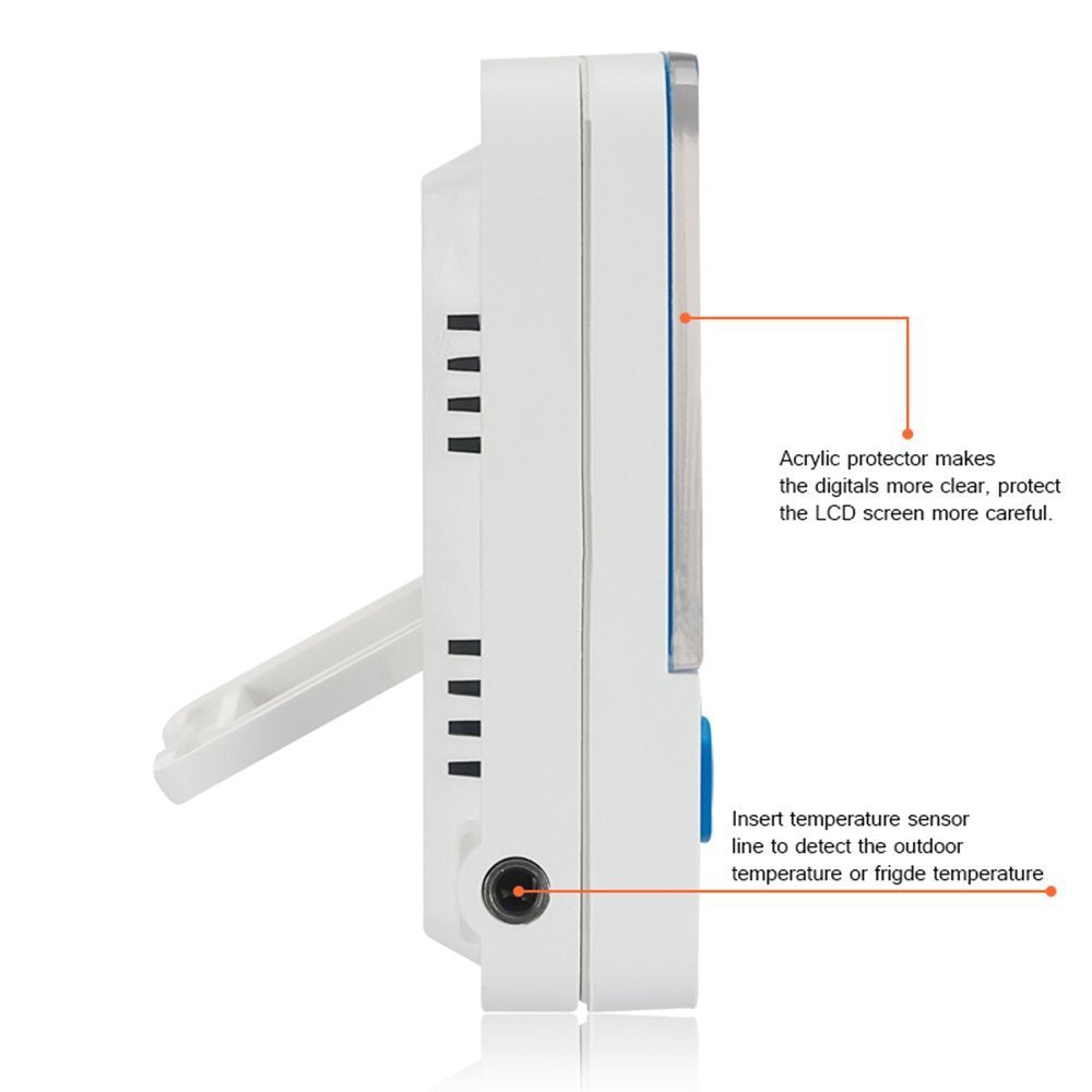 Fridge Freezer Thermometer Max/Min Memory High & Low Temperature Alarms Settings with LED Indicator Digital Refrigeration Thermometer with Magnetic,Stander 2 Pack
