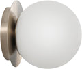 Modern Glass Globe Wall Sconce: Brushed Nickel Single Light with Milk Glass Shade - Minimalist Spherical Vanity Sconces over Mirror - Contemporary Ball Wall Lights Fixtures for Entryway Bulb Excluded