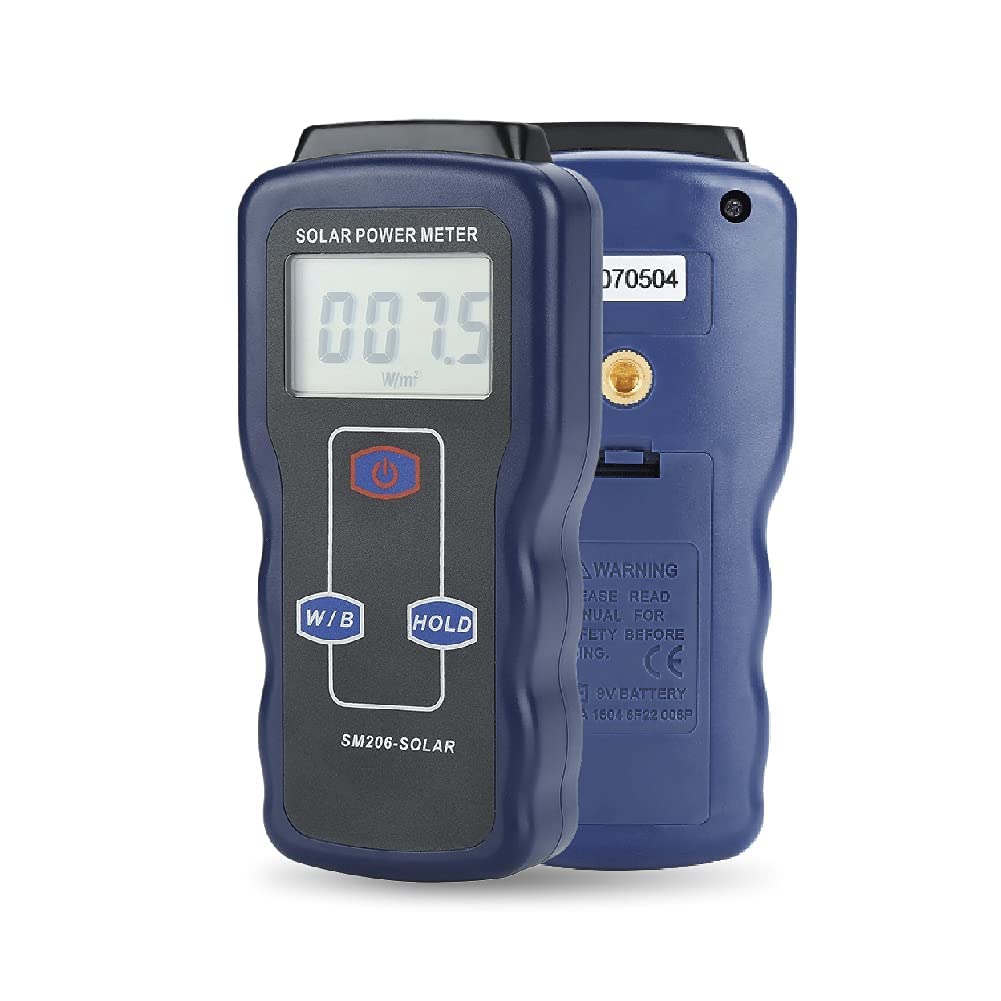 Digital Solar Power Meter, Sun Light Energy Measuring Tester for Testing Car Window Performance, Handheld Portable Sunlight Intensity Meter, W/m2 Meter